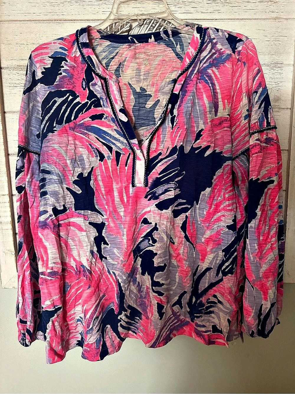 Lilly Pulitzer Abstract Print Blouse in Pink & Blue
